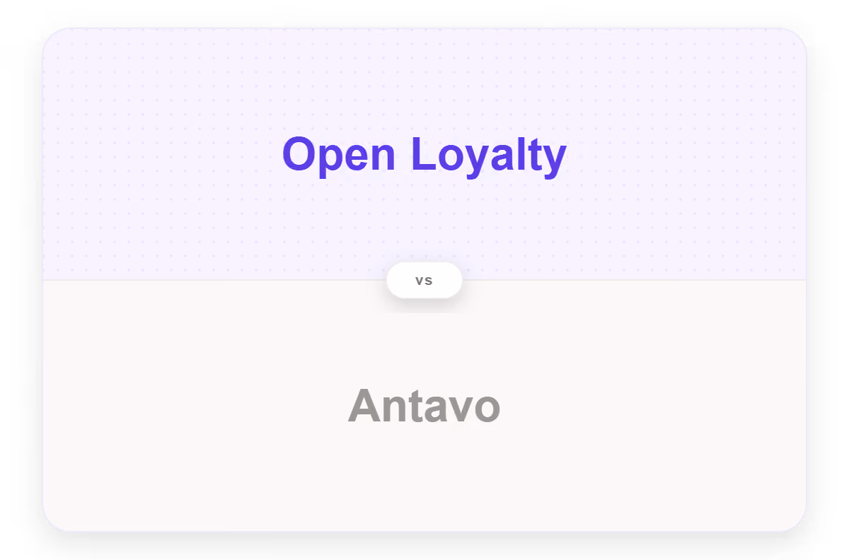 Card showing Open Loyalty comparing to Antavo