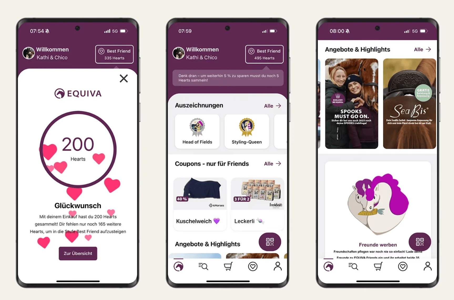 EQUIVA app with Hearts points, badges and member-only coupons