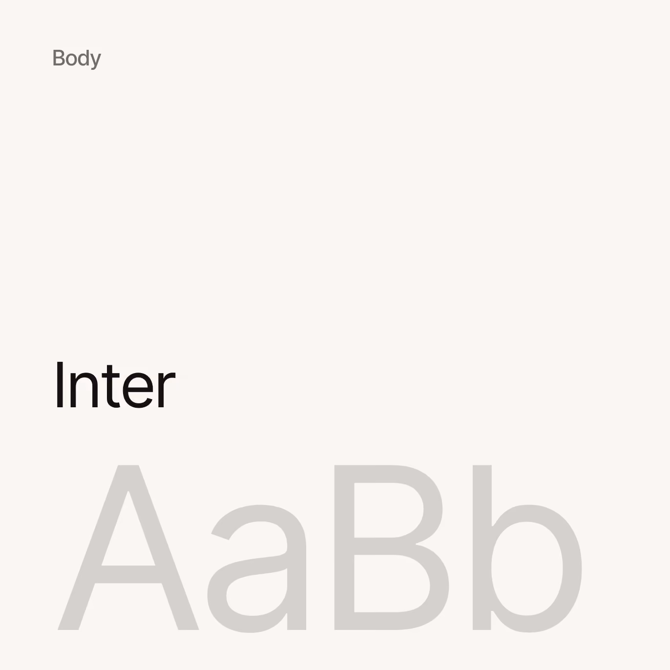 Typography sample showing the word Inter and letters AaBb in large and small sizes on a light background.