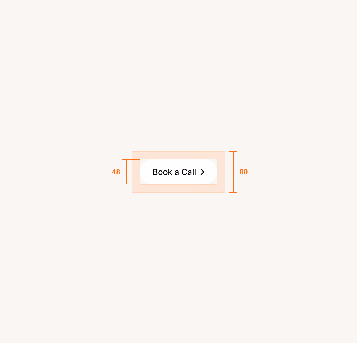 Button labeled 'Book a Call' with design dimensions 48 by 80 units.