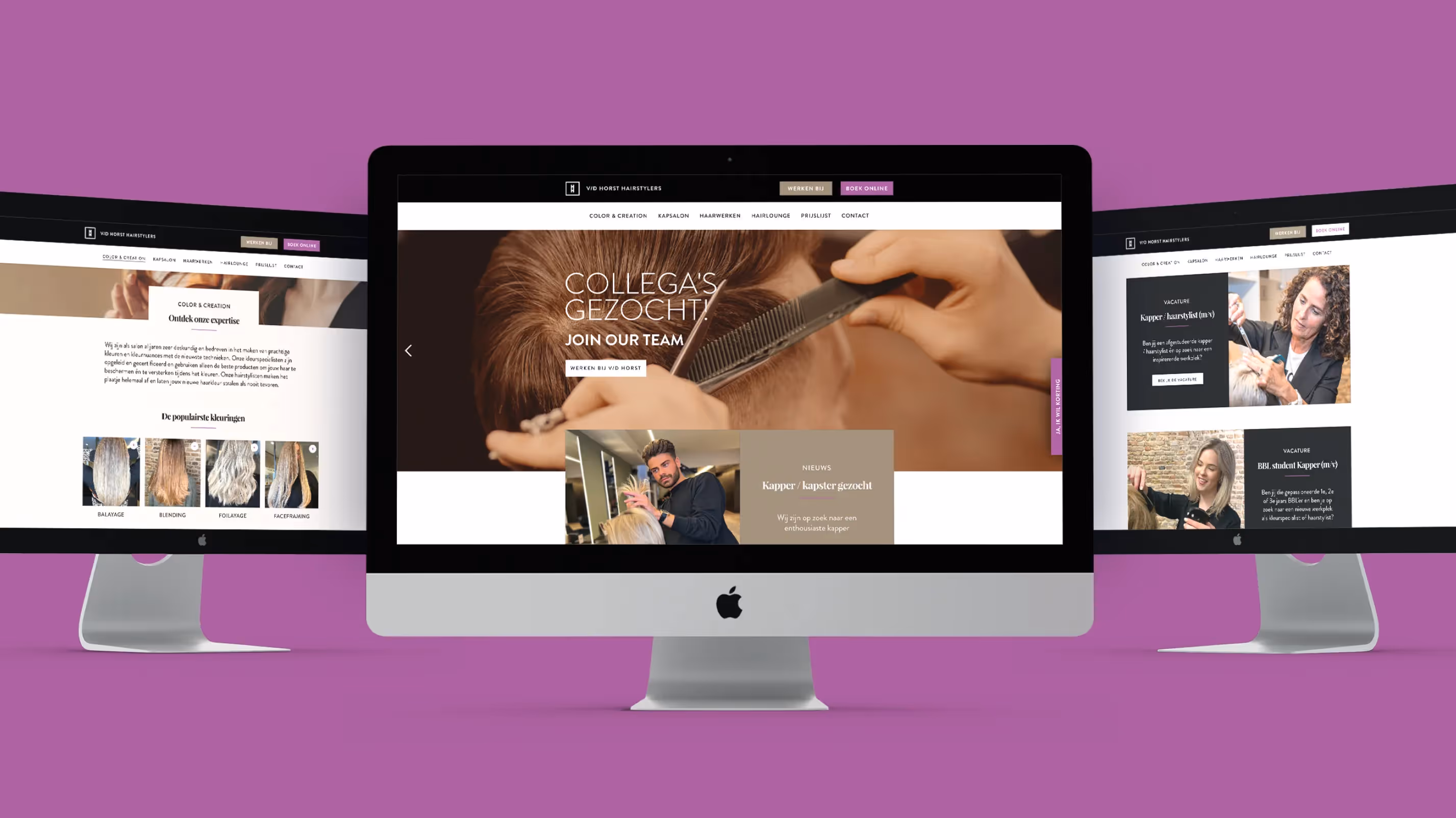 De haarscherpe website met een duidelijke menustructuur en ruimte voor trends en acties.