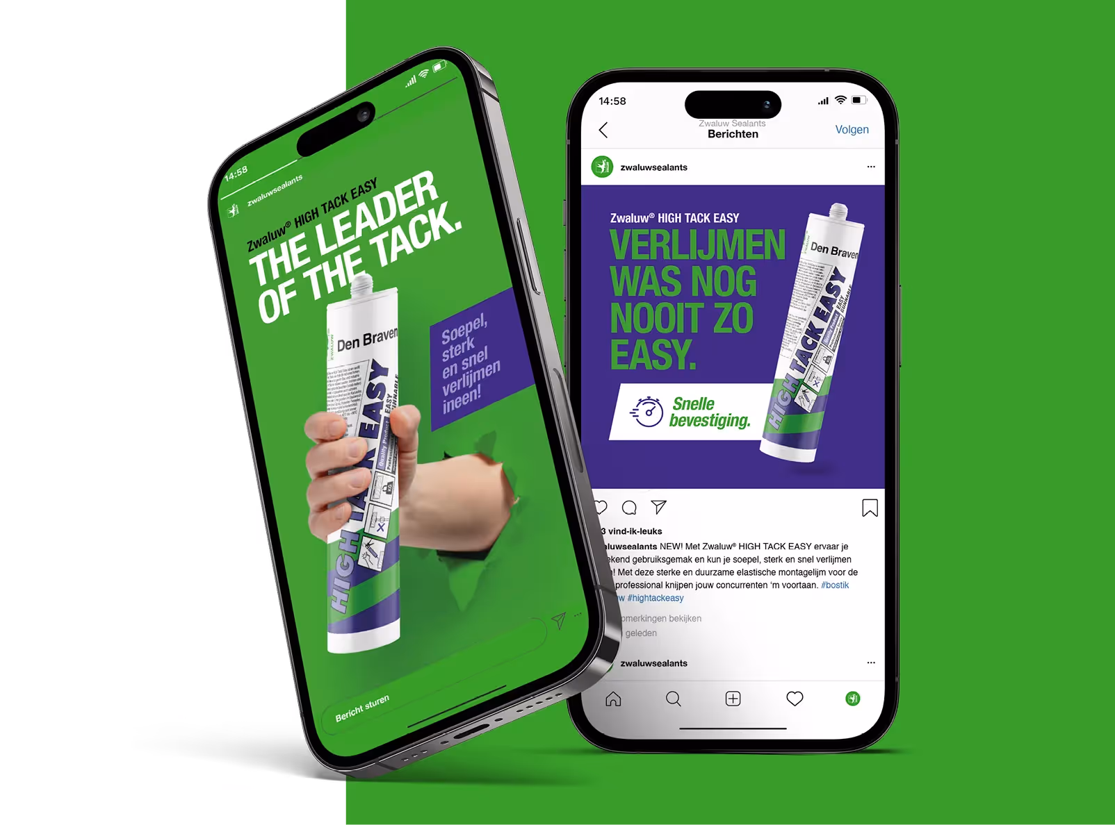 De social media campagne voor Zwaluw High Tack Easy montagelijmen.