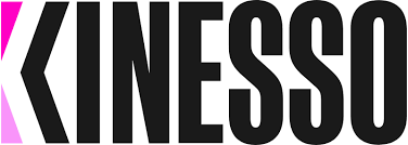 KINESSO company logo with stylized K featuring pink and magenta triangles.