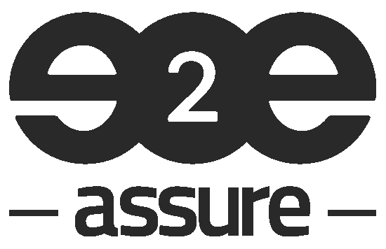 e2e assure logo with stylized letters and the number 2 in the middle circle.