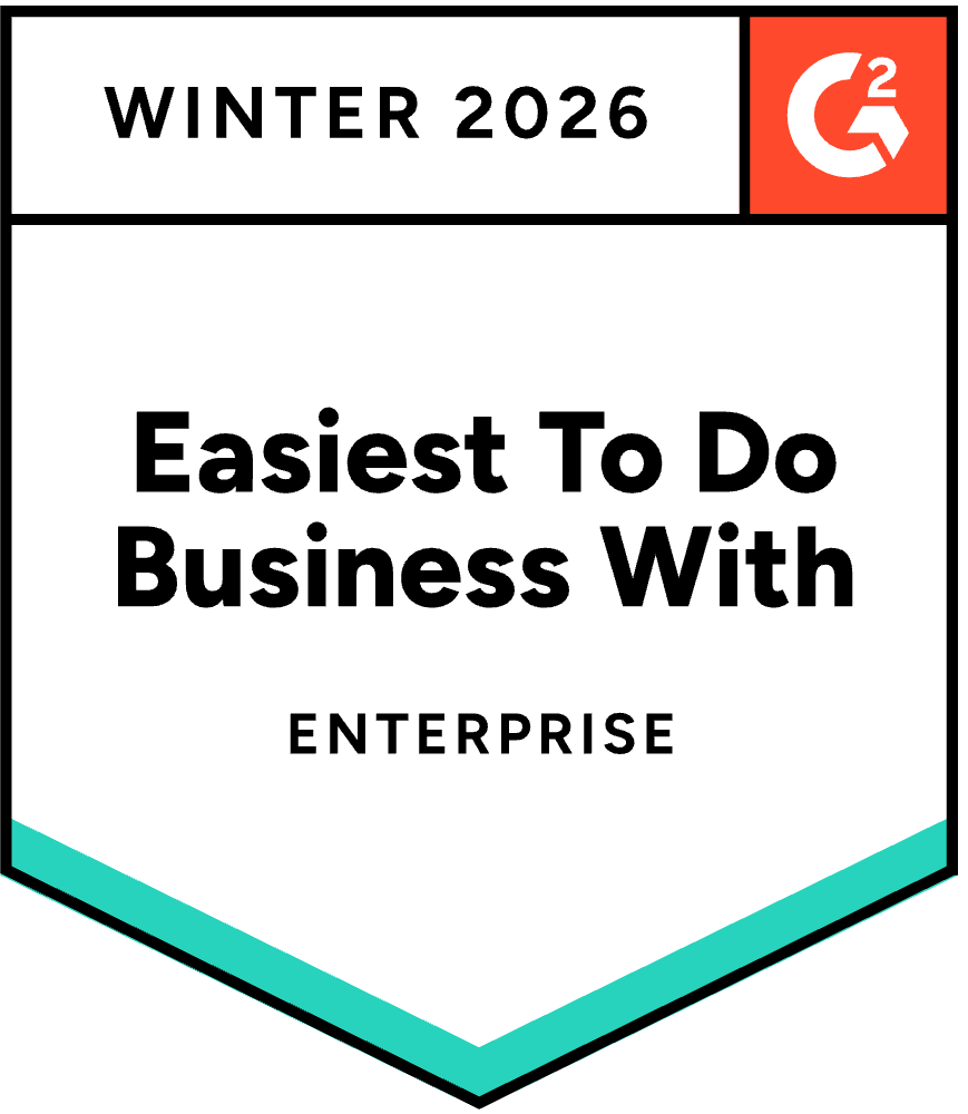 G2 Winter 2026 badge for Easiest To Do Business With in Enterprise category.