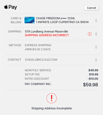 ApplePay payment sheet