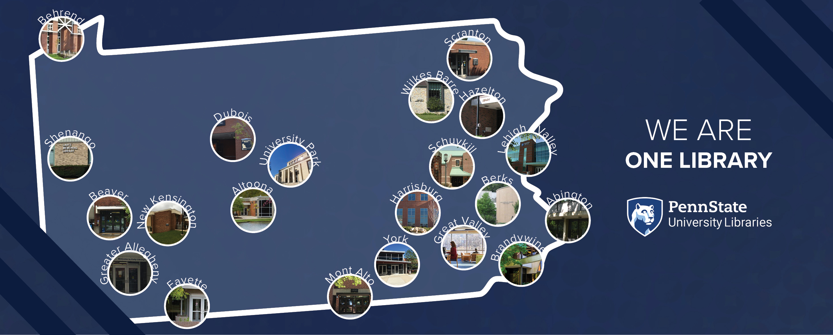 We are one library graphic with drawing of Pennsylvania