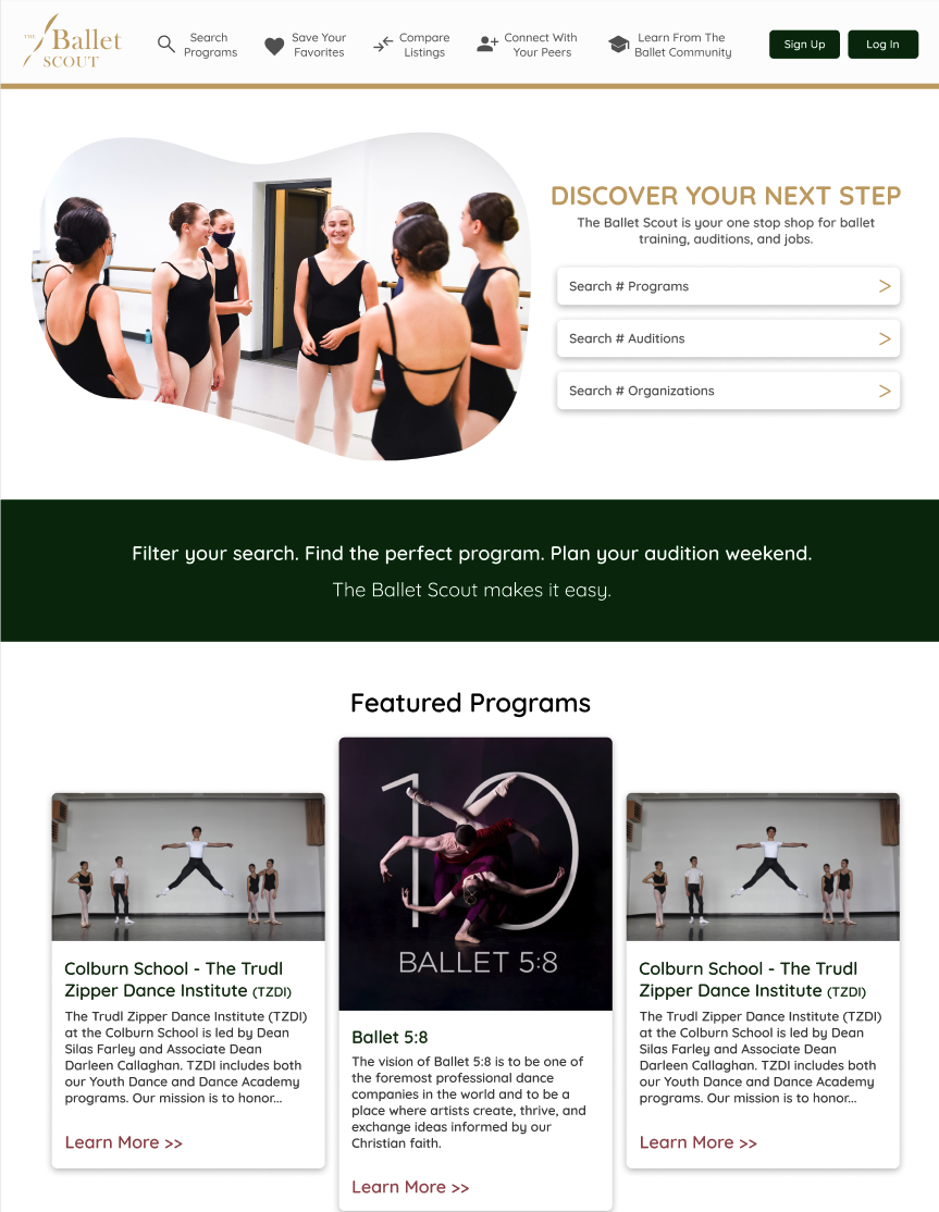 The ballet scout new home page