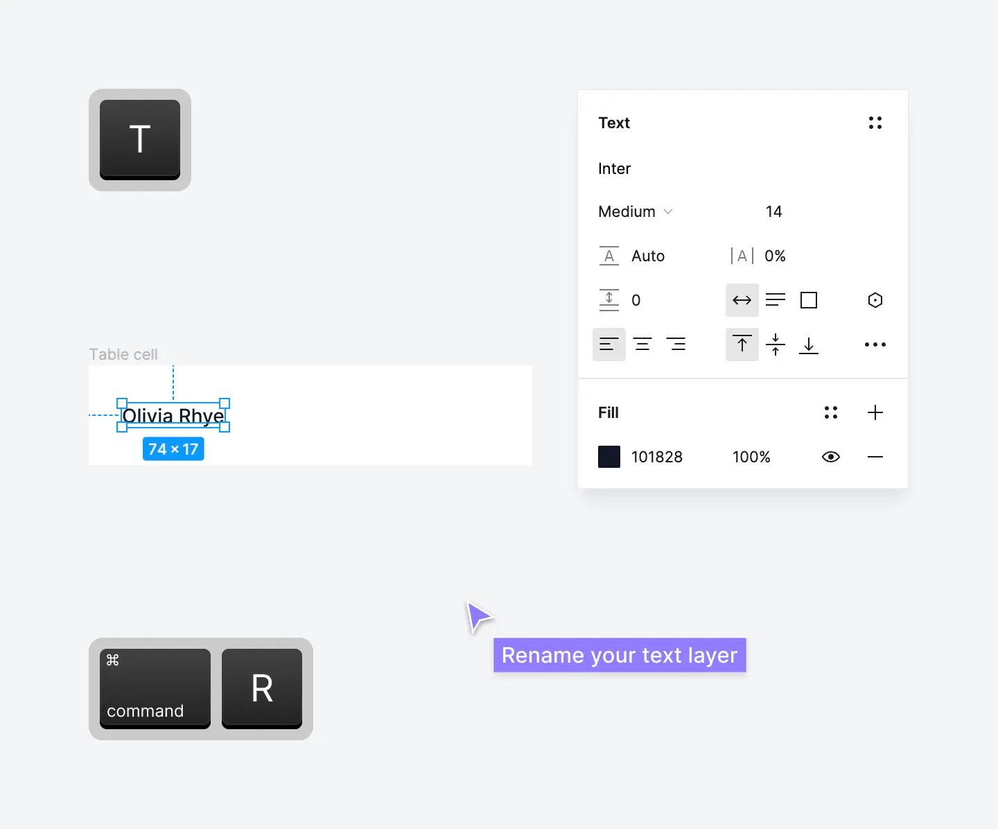 Create a new text layer in Figma 