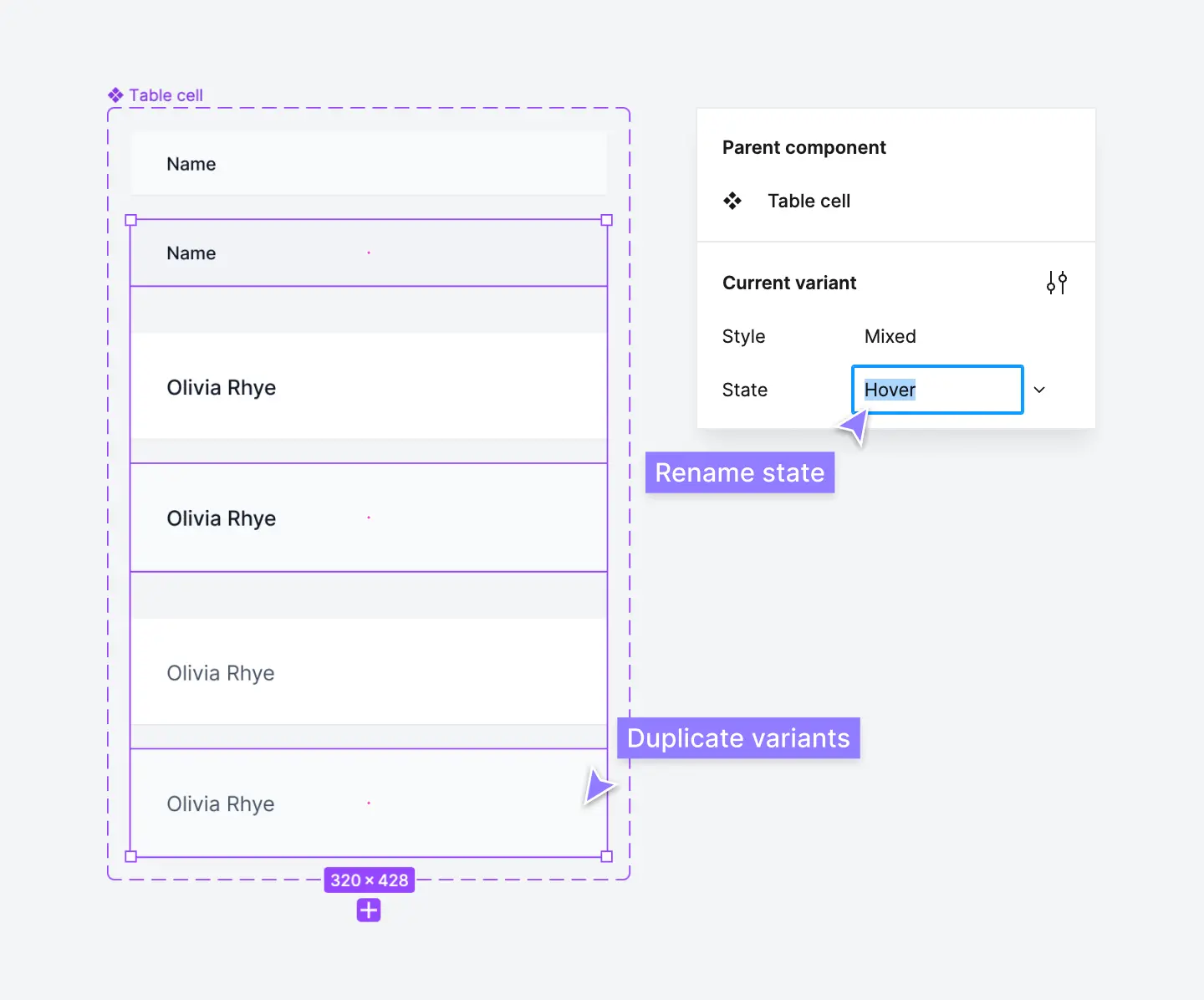 Adding variants for states in Figma