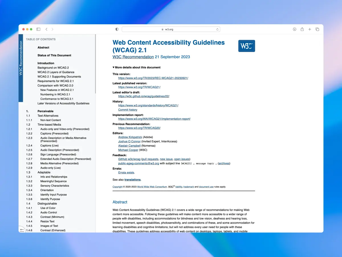 Web Content Accessibility Guidelines (WCAG) 2.1 