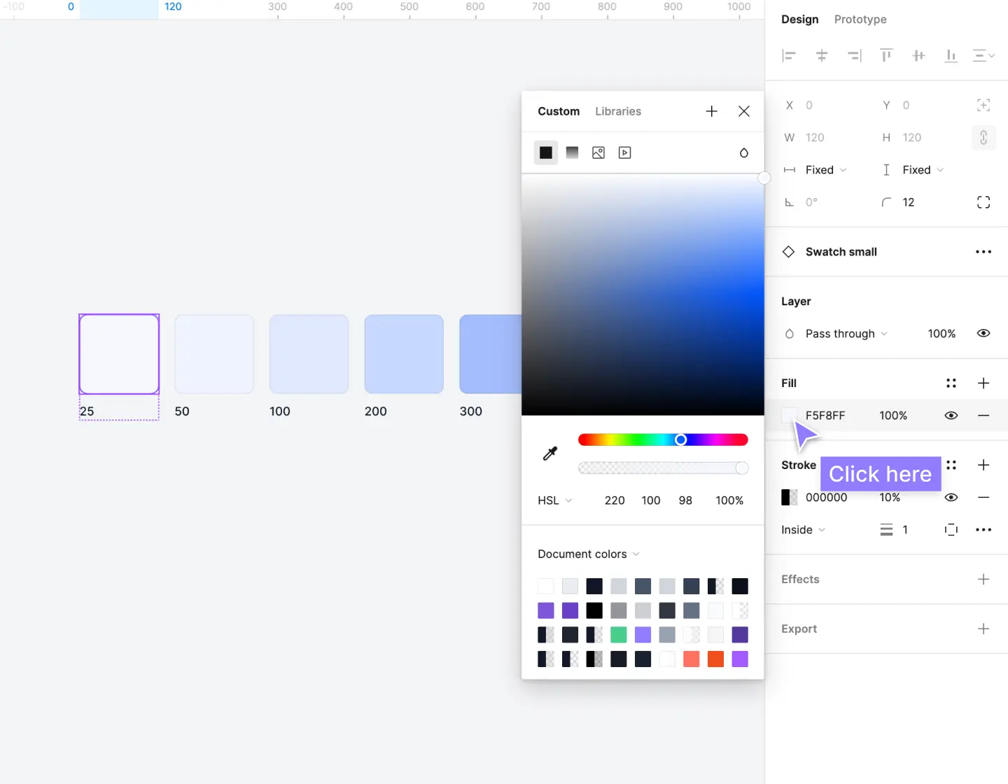 Open the color picker modal