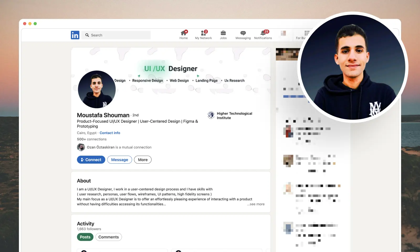 A screenshot of a Moustafa Shouman's LinkedIn