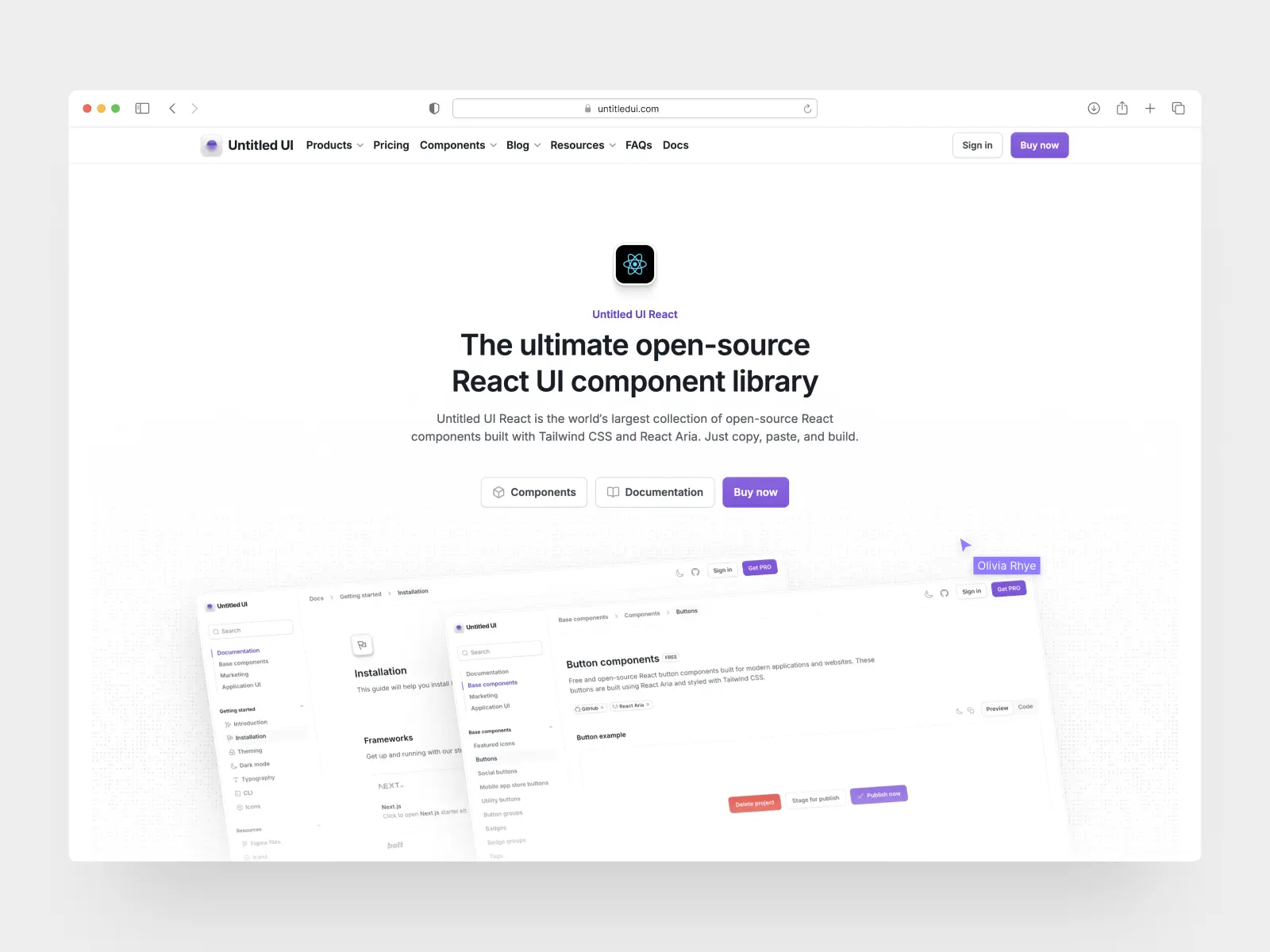 Untitled UI React website screenshot