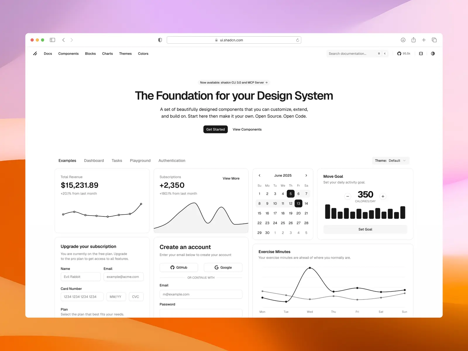 shadcn/ui website screenshot