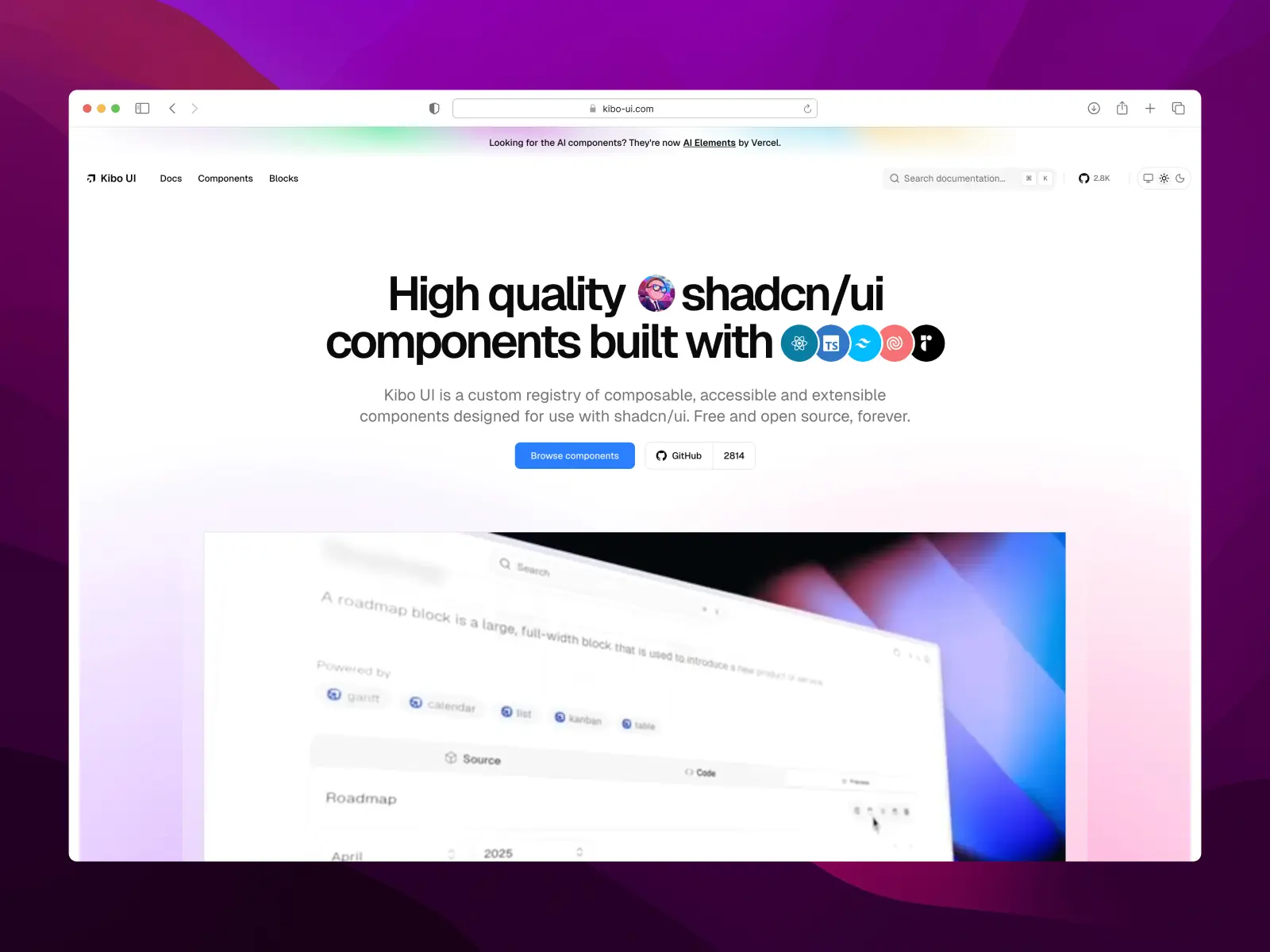 Kibo UI website screenshot