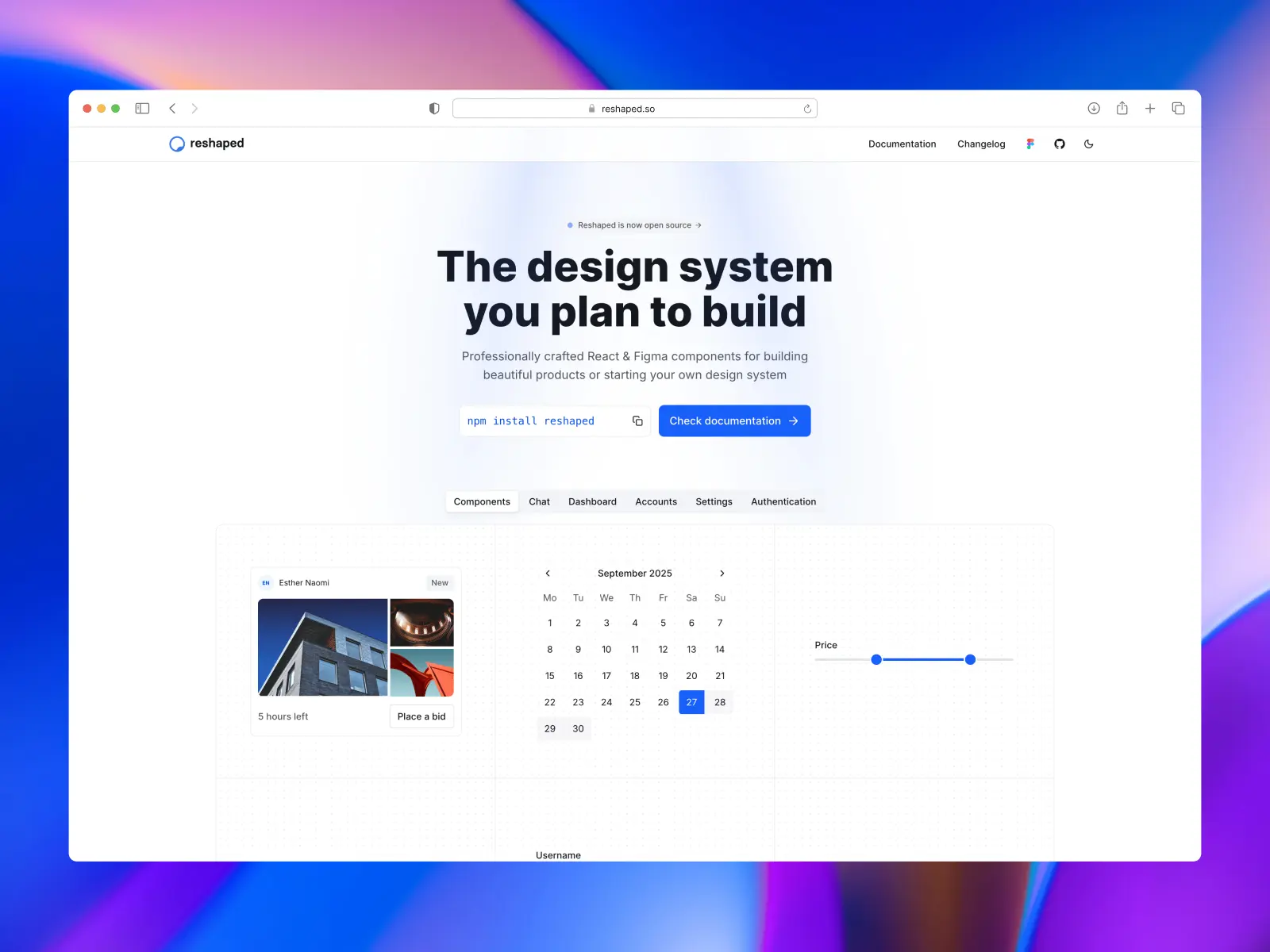Reshaped website screenshot