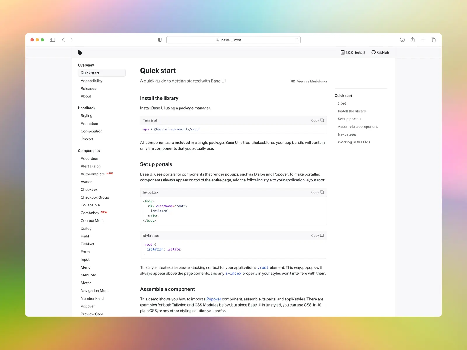 Base UI website screenshot