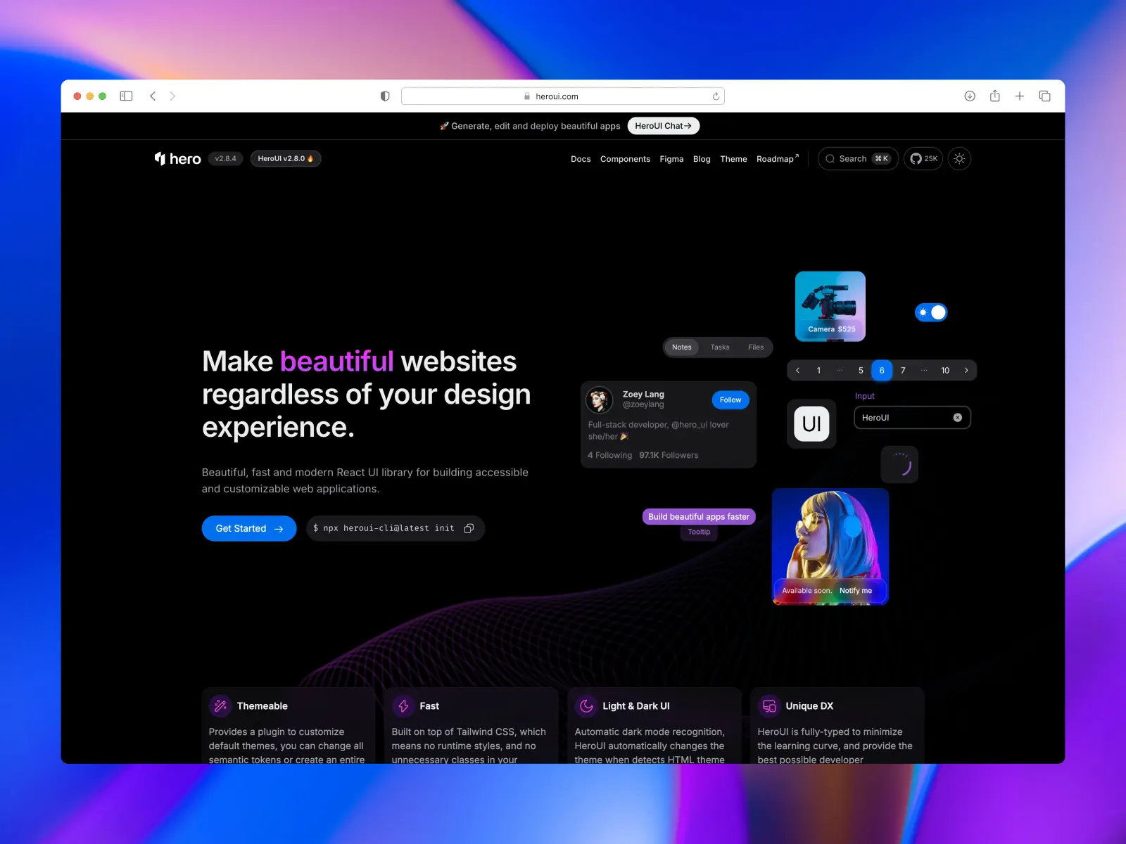 HeroUI website screenshot