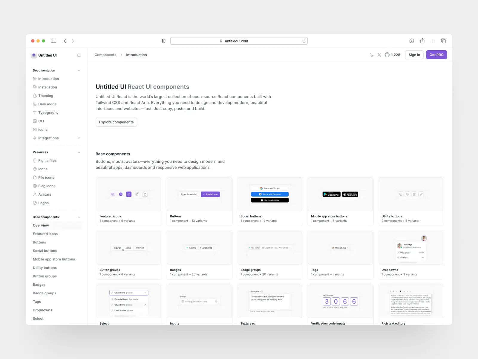 Untitled UI React components website screenshot