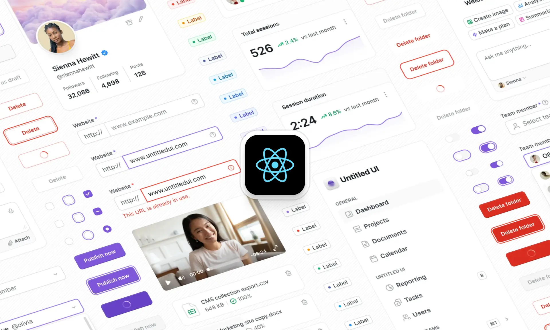 Website screenshots of some popular React UI component libraries