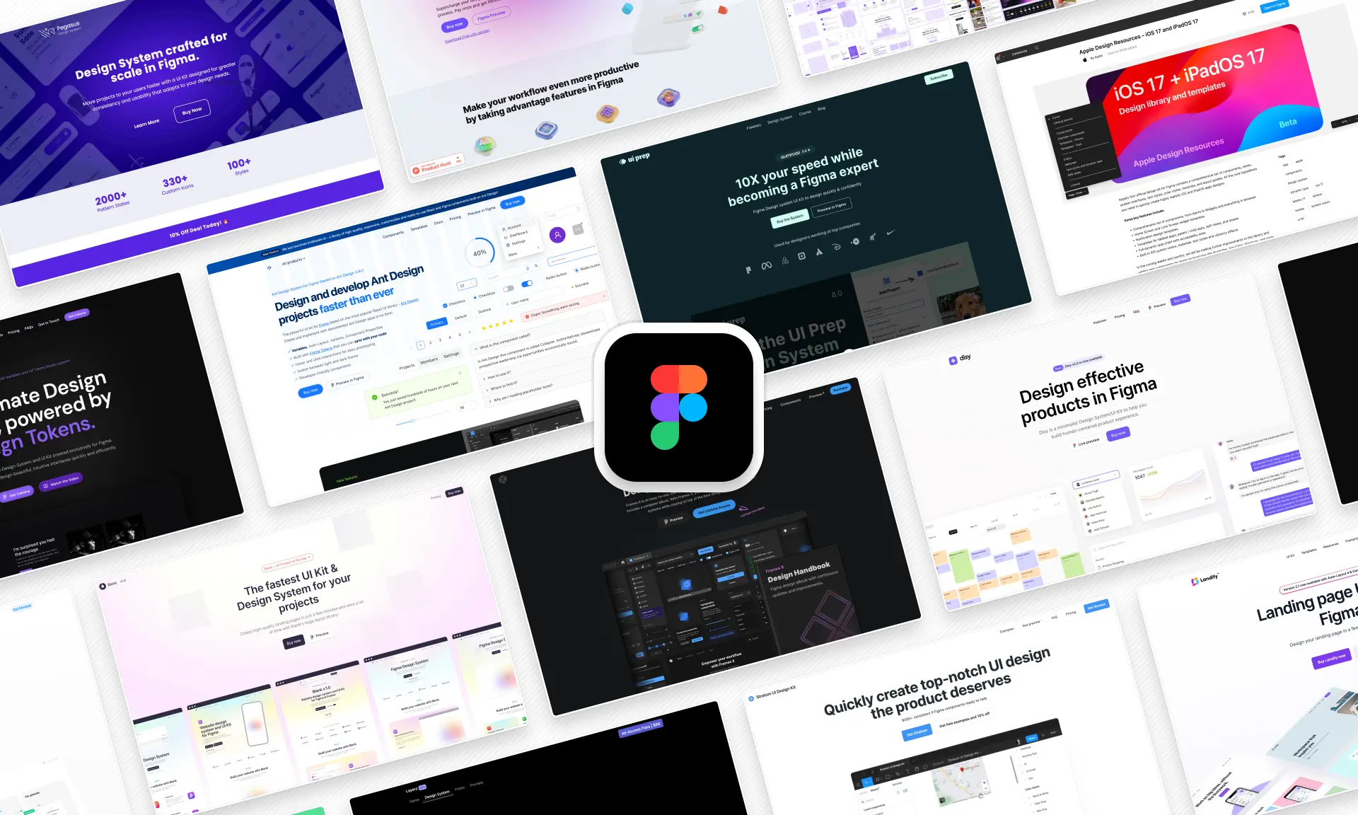 Website screenshots of some popular Figma UI kits