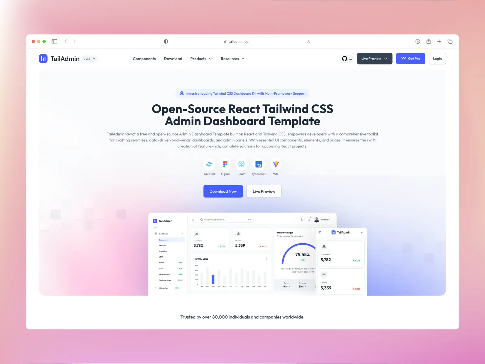 TailAdmin website screenshot