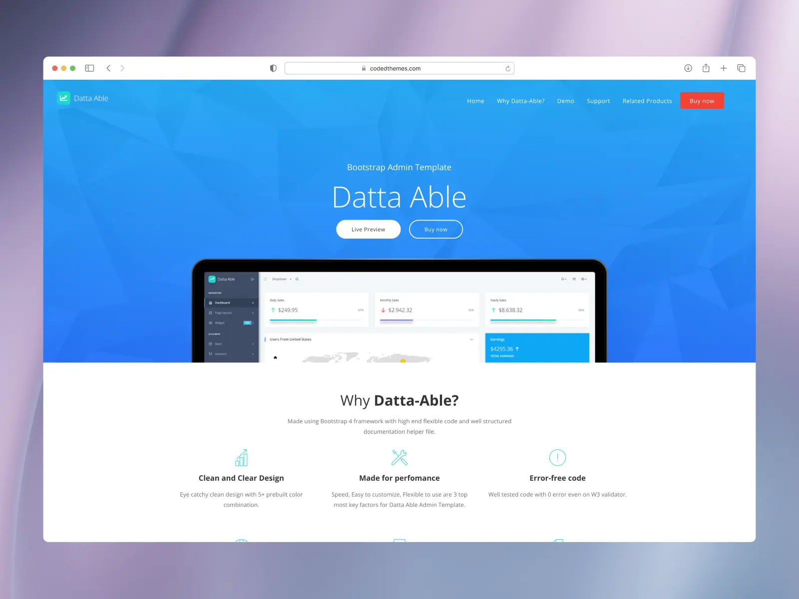 Datta Able website screenshot