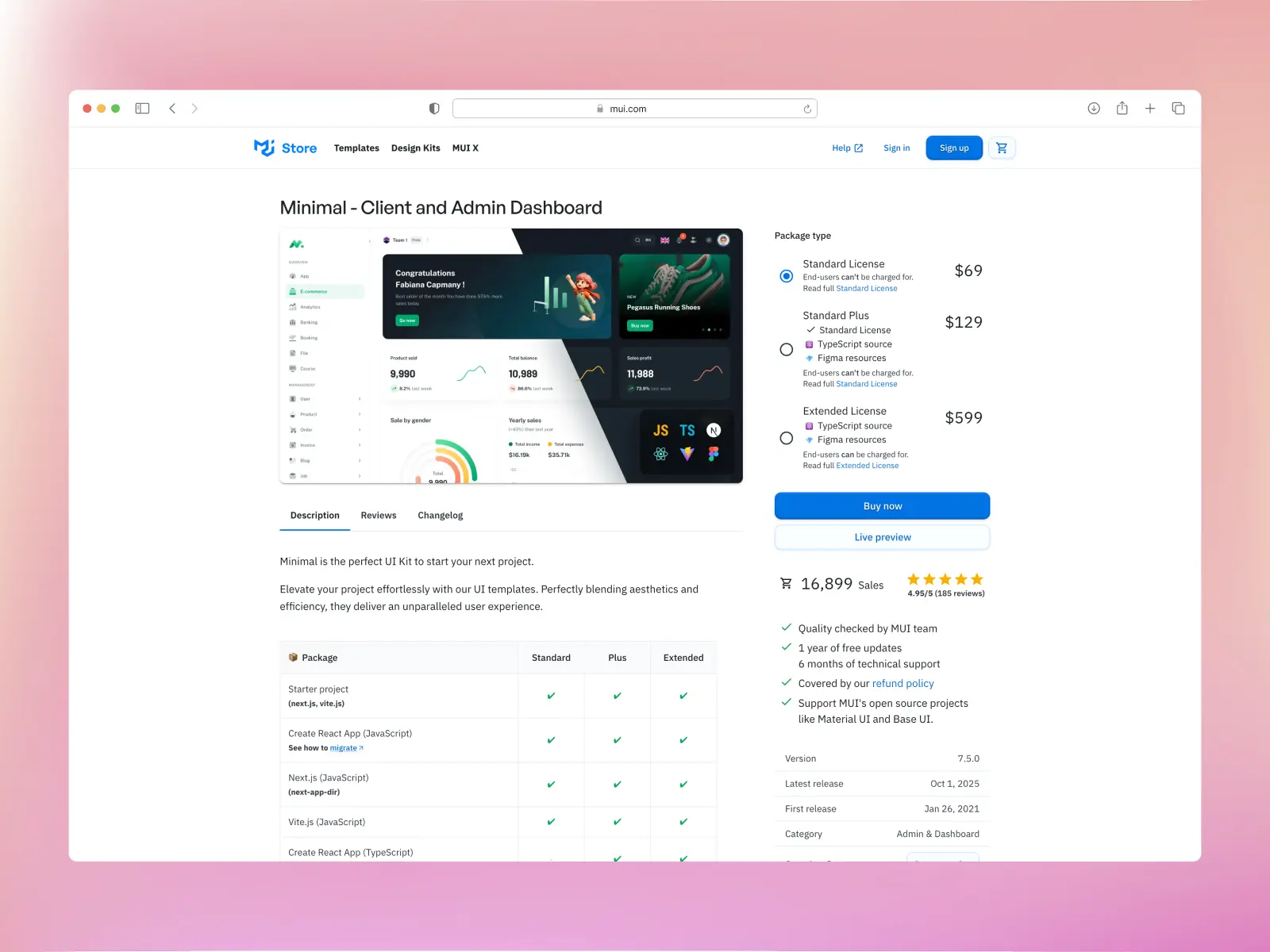 Minimal website screenshot