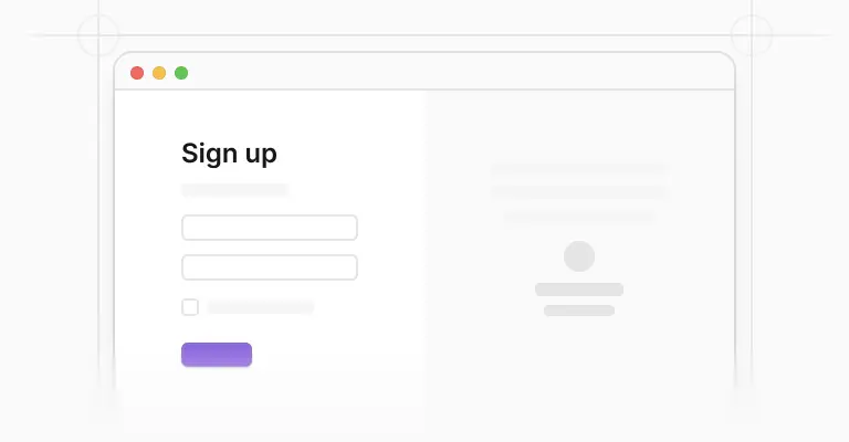 Sign up page headers