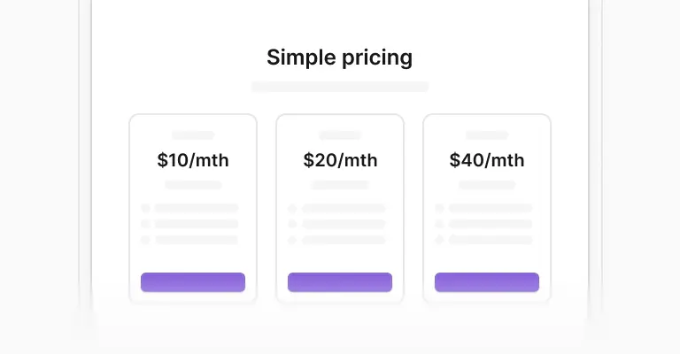 Pricing sections
