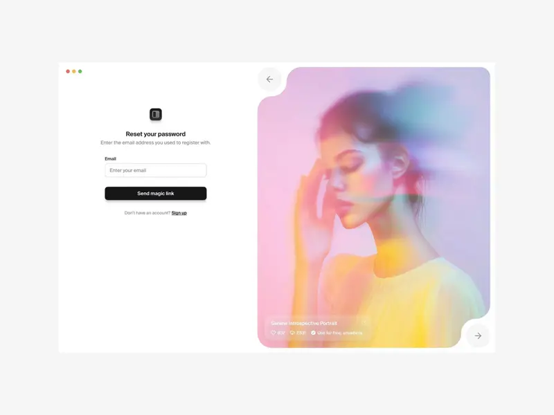 Reset password page web design