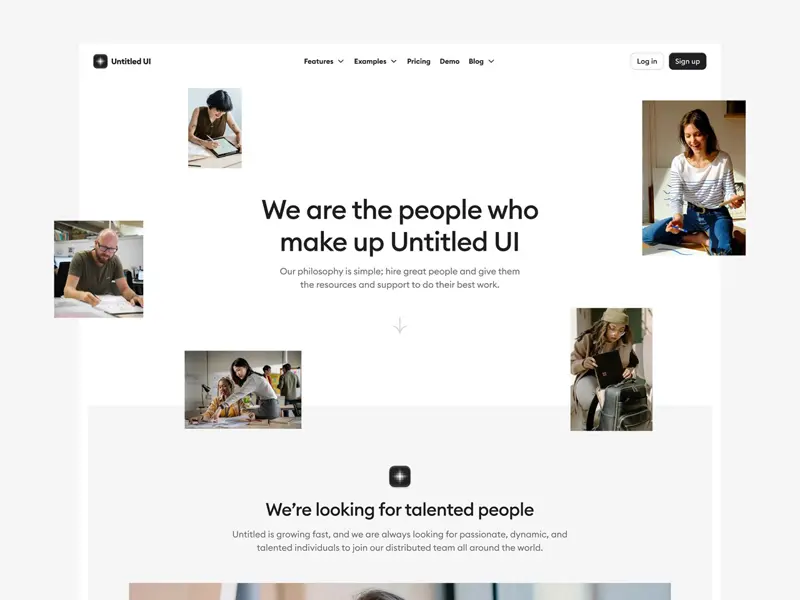 Super simple team and about us page web design