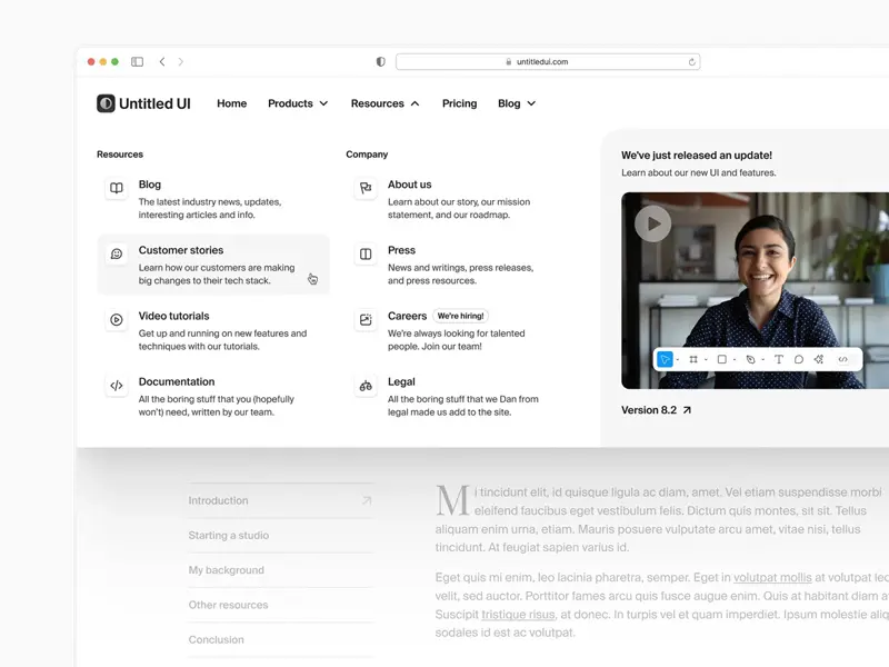 A super minimal meganav web design