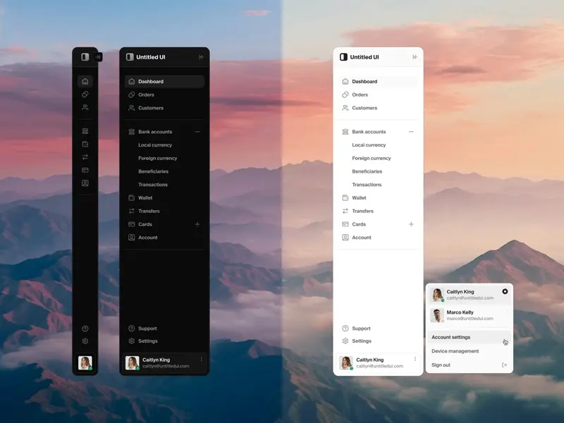 Minimal sidebar navigation bar UI design