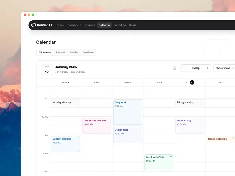 Simple and functional in-app calendar UI design
