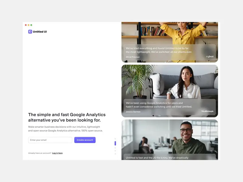 Super simple create account page web design