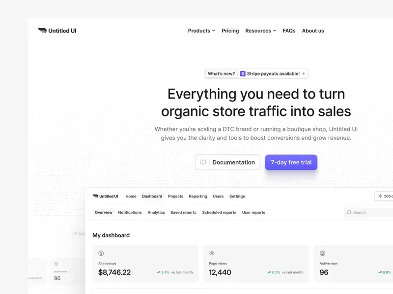 Modern and minimal landing page header web design 