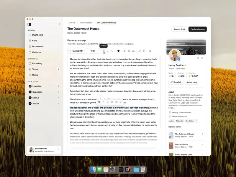 A super simple CMS page UI design to edit profiles