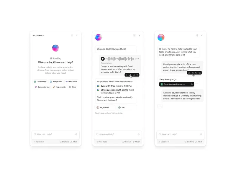 Simple and clean AI / LLM chatbot with dropdown menu UI design to switch between models
