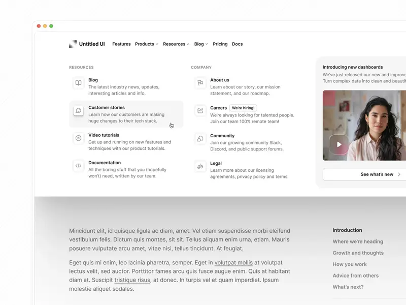 Minimal and clean meganav menu UI design