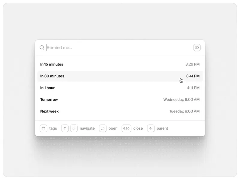 Command menu UI design