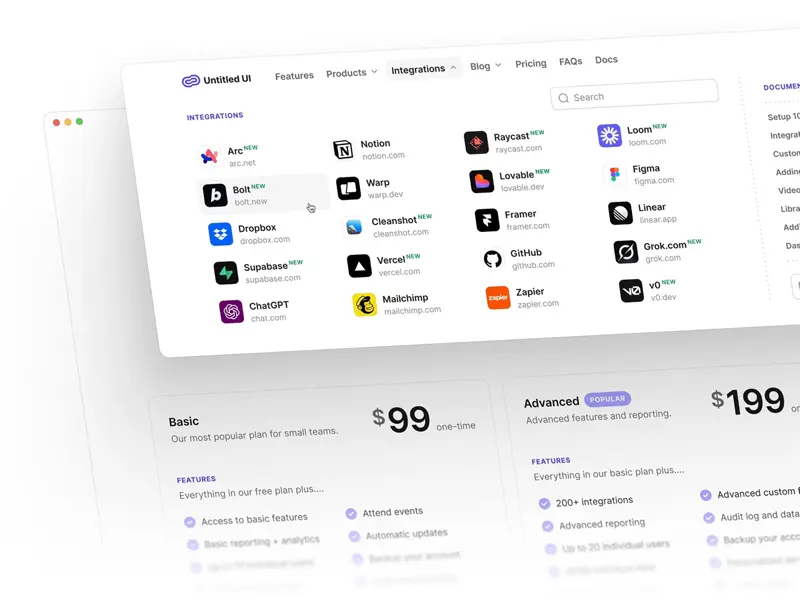 Minimal and clean meganav menu web design