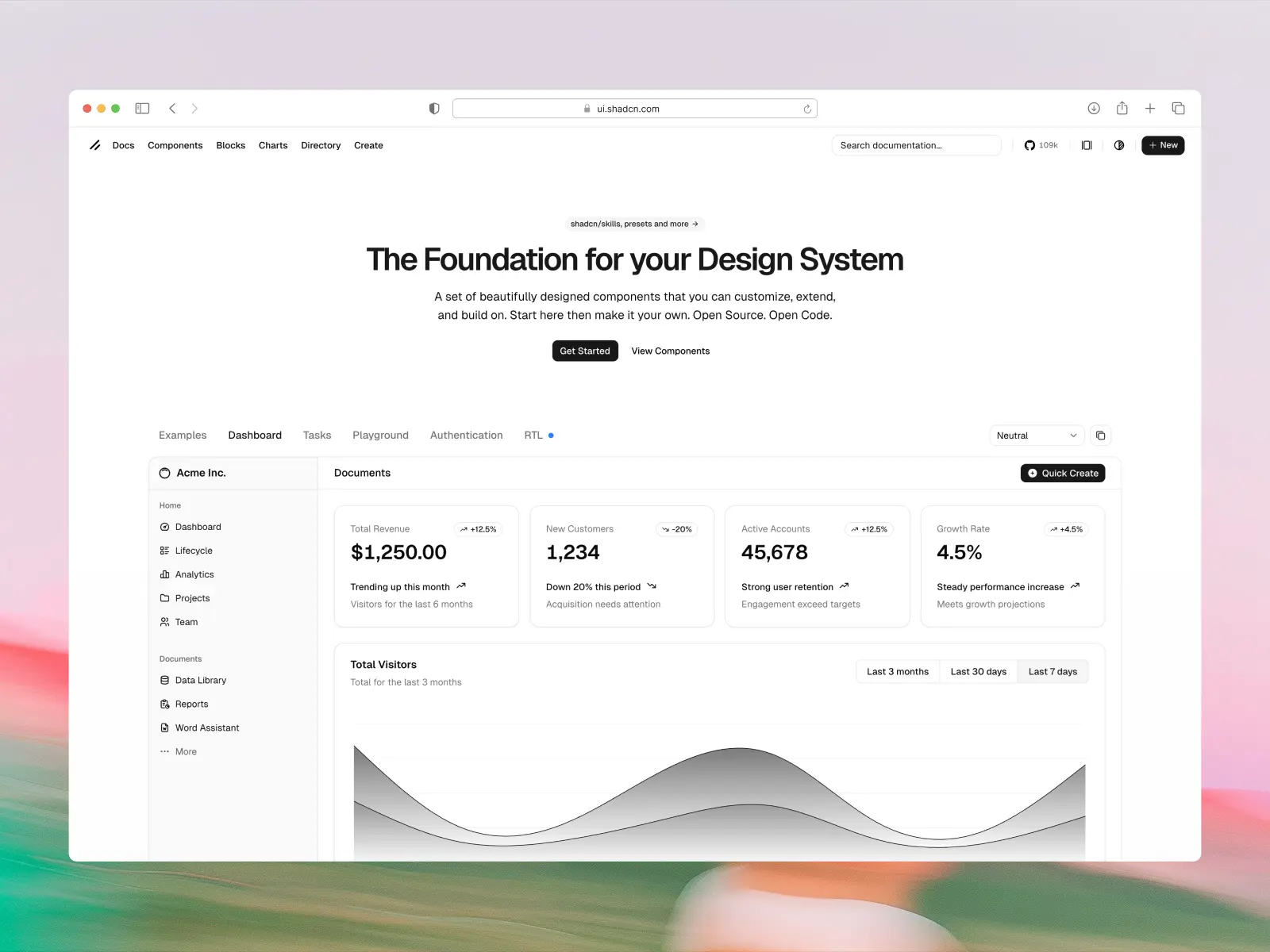 shadcn/ui website screenshot