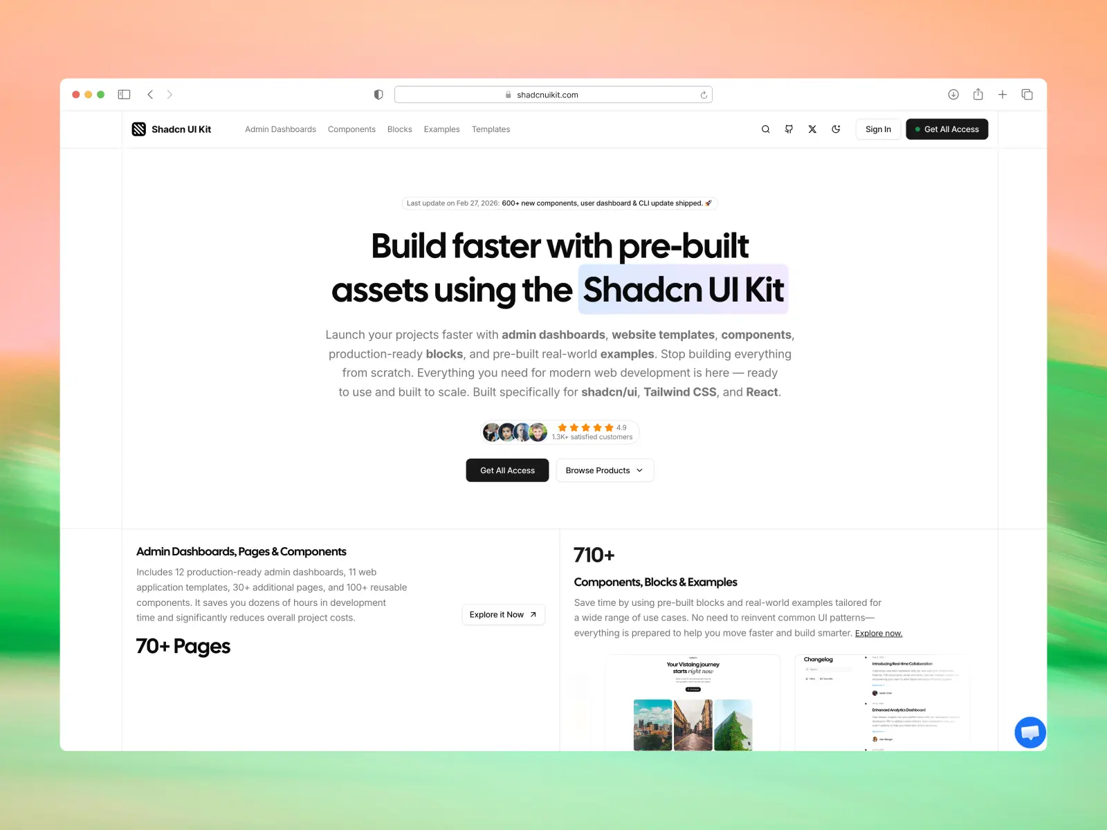 Shadcn UI kit website screenshot