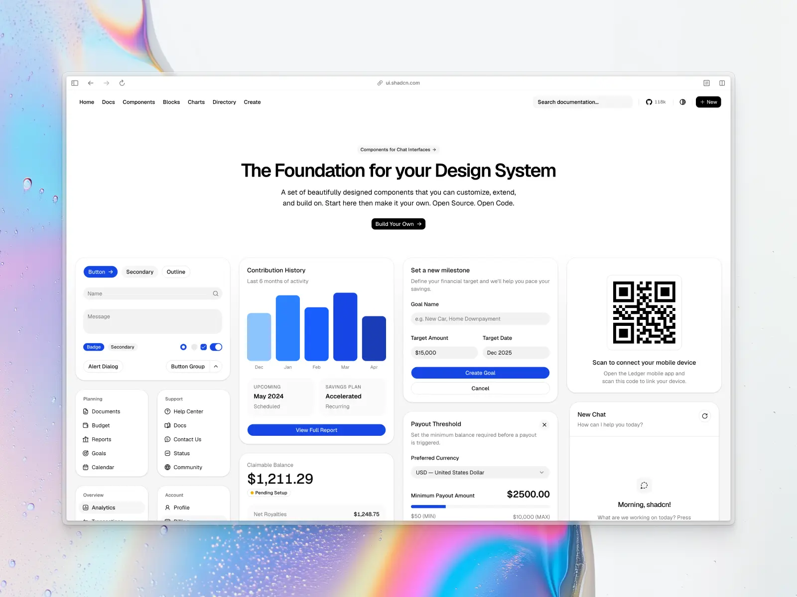shadcn/ui website screenshot