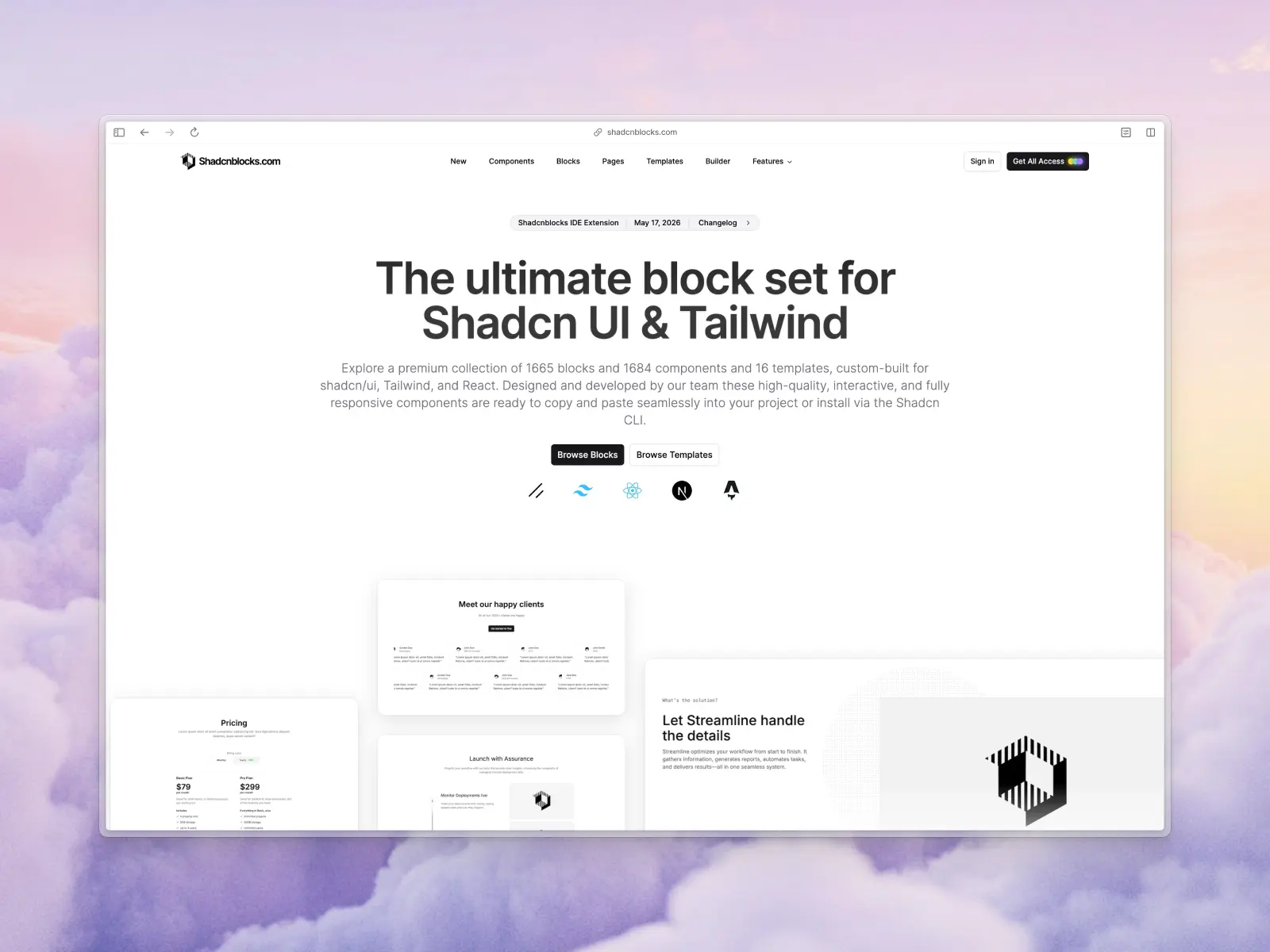 ShadcnBlocks wesbite screenshot