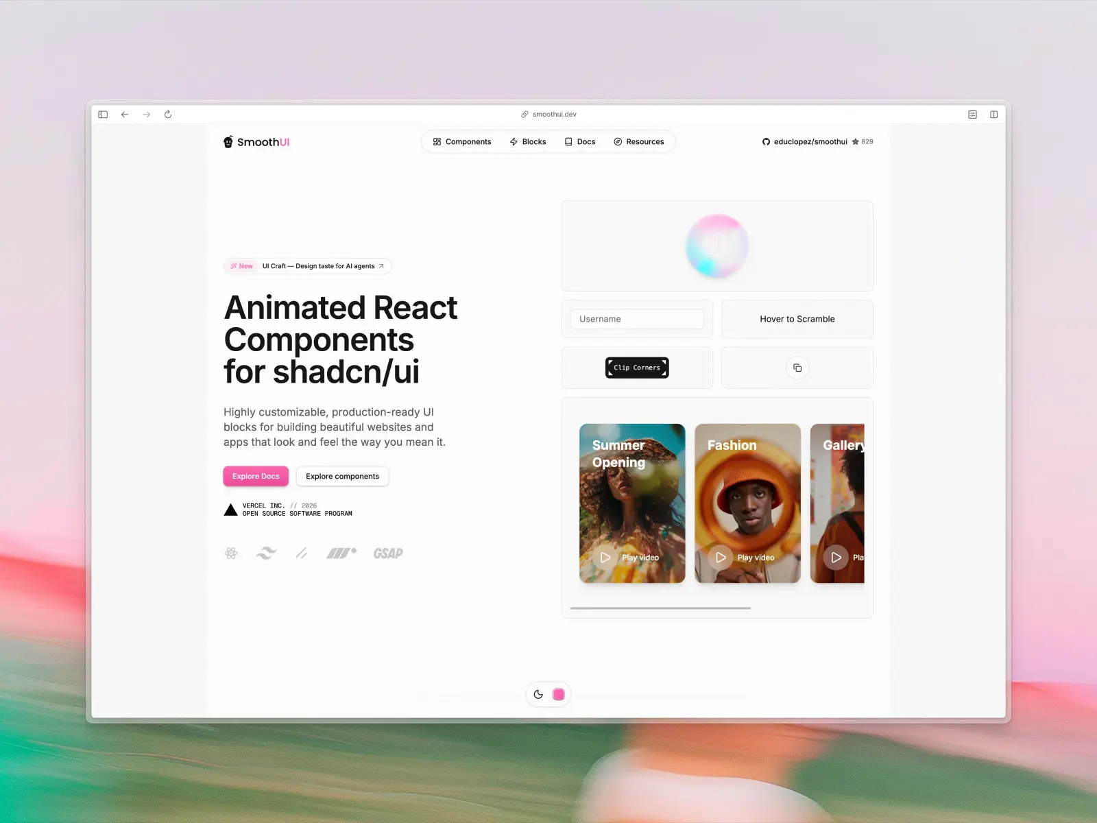 Smooth UI website screenshot