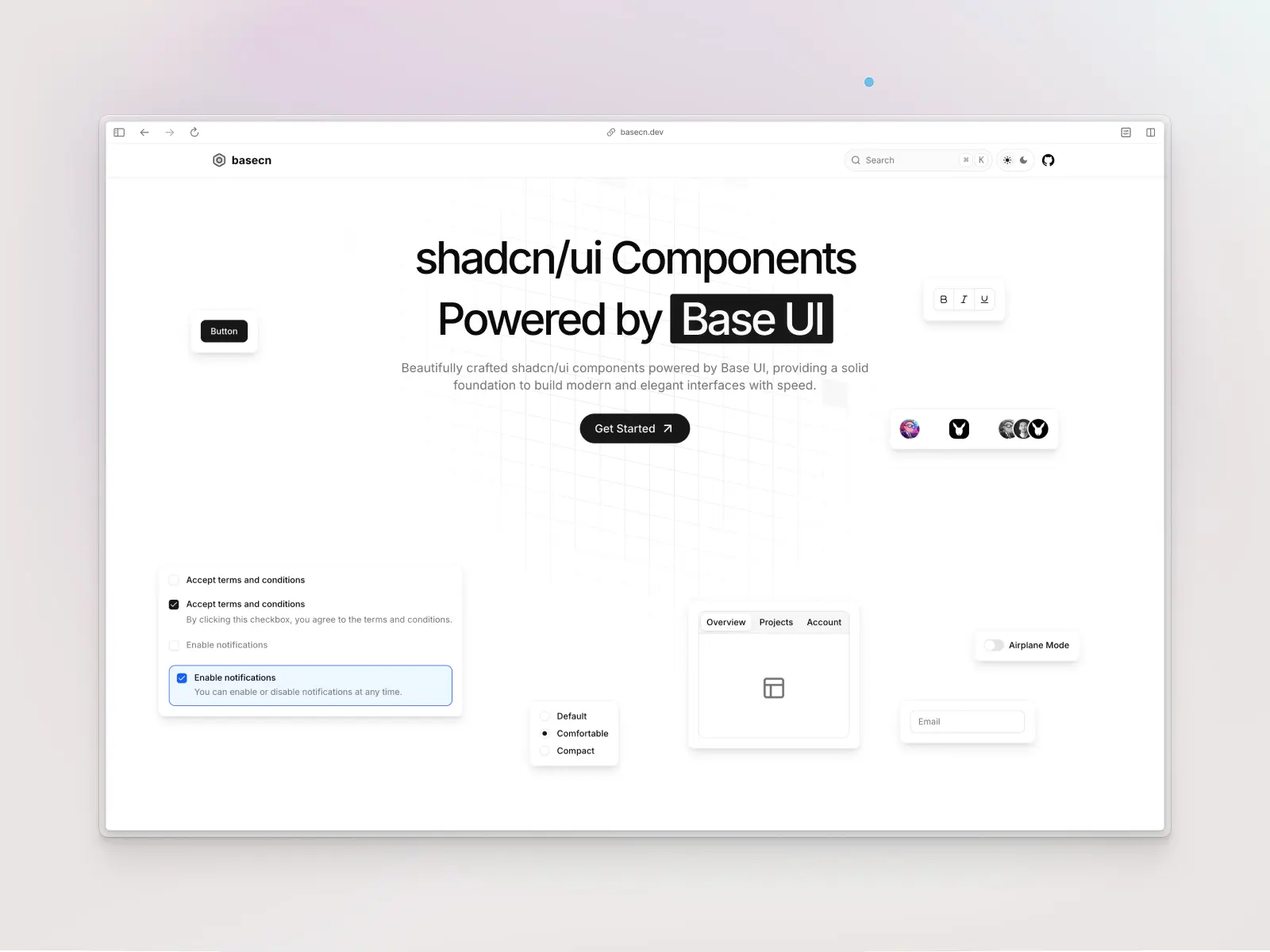 basecn website screenshot