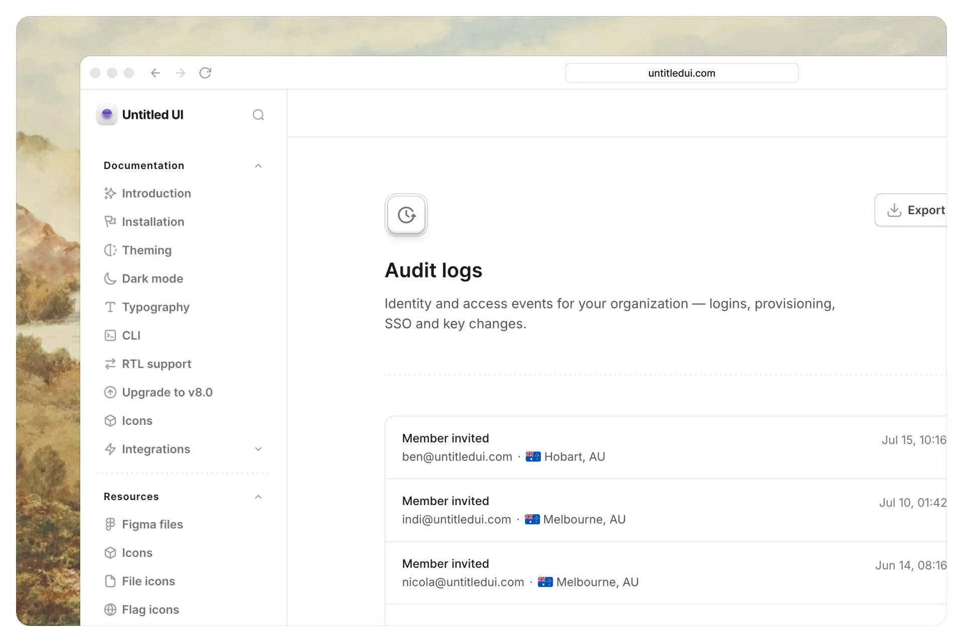 Audit log + API management